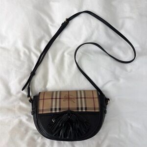 Burberry Checkered Black and Tan Crossbody Bag
